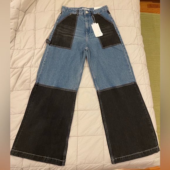 NWT ASOS Bershka Patchwork Wide Leg Jeans - Picture 9 of 16